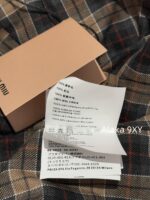MIUMIU ""American retro campus style outfit ” 2024 Autumn/Winter New Collection Initial Sheer Wool Material   Collar plaid metal button shirt set for women - Image 26