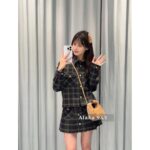 MIUMIU ""American retro campus style outfit ” 2024 Autumn/Winter New Collection Initial Sheer Wool Material   Collar plaid metal button shirt set for women - Image 31