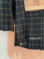 MIUMIU ""American retro campus style outfit ” 2024 Autumn/Winter New Collection Initial Sheer Wool Material   Collar plaid metal button shirt set for women - Image 38