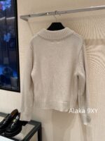 celine   24FW AutumnWinter New Collection Heavy Industry Triumph Men Pocket Logo Knitted Sweater Women's Stand up Collar Cardigan Lazy Wool Sweater Jacket Women - Image 8