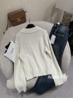 celine   24FW AutumnWinter New Collection Heavy Industry Triumph Men Pocket Logo Knitted Sweater Women's Stand up Collar Cardigan Lazy Wool Sweater Jacket Women - Image 9