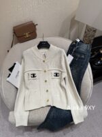 celine   24FW AutumnWinter New Collection Heavy Industry Triumph Men Pocket Logo Knitted Sweater Women's Stand up Collar Cardigan Lazy Wool Sweater Jacket Women - Image 14