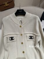 celine   24FW AutumnWinter New Collection Heavy Industry Triumph Men Pocket Logo Knitted Sweater Women's Stand up Collar Cardigan Lazy Wool Sweater Jacket Women - Image 16