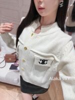 celine   24FW AutumnWinter New Collection Heavy Industry Triumph Men Pocket Logo Knitted Sweater Women's Stand up Collar Cardigan Lazy Wool Sweater Jacket Women - Image 26