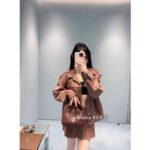 MIUMIU   Melad color series24 new series chocolate color lapel letter logo denim jacket/straight leg jeans women's jacket - Image 15