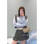 MIUMIU 2024 Autumn/Winter New French Academy Style Reduced Age Collar Striped Cotton Short Shirt Top for Women - Image 10
