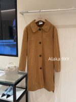 MIUMIU Korean Women's Tall Dress  Autumn and winter new 24 brown suede bathrobe style mid length coat for women.