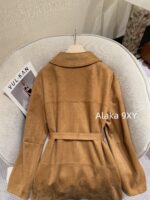 MIUMIU Korean Women's Tall Dress  Autumn and winter new 24 brown suede bathrobe style mid length coat for women. - Image 8