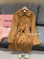 MIUMIU Korean Women's Tall Dress  Autumn and winter new 24 brown suede bathrobe style mid length coat for women. - Image 10