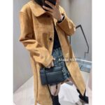 MIUMIU Korean Women's Tall Dress  Autumn and winter new 24 brown suede bathrobe style mid length coat for women. - Image 14