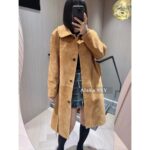 MIUMIU Korean Women's Tall Dress  Autumn and winter new 24 brown suede bathrobe style mid length coat for women. - Image 15