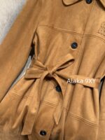 MIUMIU Korean Women's Tall Dress  Autumn and winter new 24 brown suede bathrobe style mid length coat for women. - Image 21