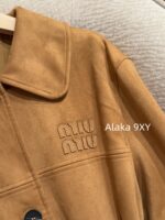 MIUMIU Korean Women's Tall Dress  Autumn and winter new 24 brown suede bathrobe style mid length coat for women. - Image 22