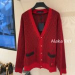 LOUIS VUITTON   24 Autumn/Winter New Collection  Letter Emblem Color blocked Stripe Vneck Pearl Button Knitted Sweater Fashion Cardigan Sweater Unisex Loose fit