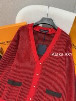 LOUIS VUITTON   24 Autumn/Winter New Collection  Letter Emblem Color blocked Stripe Vneck Pearl Button Knitted Sweater Fashion Cardigan Sweater Unisex Loose fit - Image 4