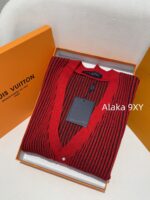 LOUIS VUITTON   24 Autumn/Winter New Collection  Letter Emblem Color blocked Stripe Vneck Pearl Button Knitted Sweater Fashion Cardigan Sweater Unisex Loose fit - Image 9