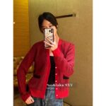 LOUIS VUITTON   24 Autumn/Winter New Collection  Letter Emblem Color blocked Stripe Vneck Pearl Button Knitted Sweater Fashion Cardigan Sweater Unisex Loose fit - Image 11