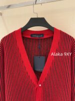 LOUIS VUITTON   24 Autumn/Winter New Collection  Letter Emblem Color blocked Stripe Vneck Pearl Button Knitted Sweater Fashion Cardigan Sweater Unisex Loose fit - Image 12
