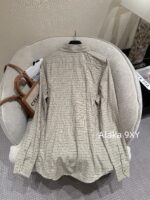 CELINE 2024 Autumn/Winter Collection   Boyfriend style khaki plaid jacquard slimming shirt top for women - Image 4