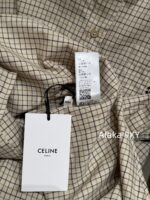 CELINE 2024 Autumn/Winter Collection   Boyfriend style khaki plaid jacquard slimming shirt top for women - Image 11