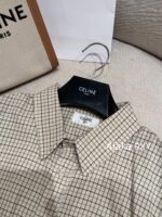 CELINE 2024 Autumn/Winter Collection   Boyfriend style khaki plaid jacquard slimming shirt top for women - Image 12