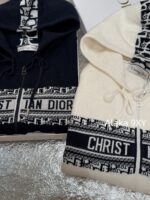 DIORD  2024 Early Autumn New Collection   100 wool material hooded jacquard letter logo zipper jacket for women. - Image 11