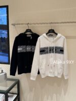 DIORD  2024 Early Autumn New Collection   100 wool material hooded jacquard letter logo zipper jacket for women. - Image 12