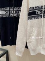 DIORD  2024 Early Autumn New Collection   100 wool material hooded jacquard letter logo zipper jacket for women. - Image 13