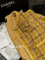 Chanel   2024a autumn and winter new highend custom handmade workshop series  imported yellow camellia coarse woolen yarn woven dress jacket for women. 100 silk lining - Image 14