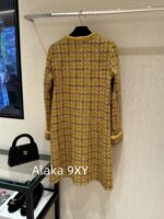 Chanel   2024a autumn and winter new highend custom handmade workshop series  imported yellow camellia coarse woolen yarn woven dress jacket for women. 100 silk lining - Image 27