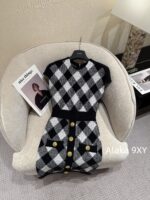 BALMAIN High Quality 24ss  Count's Daughter "Autumn/Winter French socialite style black and white checkered knitted cardigan, hip hugging half skirt outer suit for women - Image 4