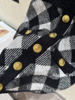 BALMAIN High Quality 24ss  Count's Daughter "Autumn/Winter French socialite style black and white checkered knitted cardigan, hip hugging half skirt outer suit for women - Image 21