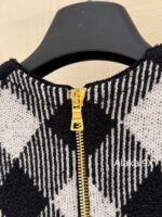 BALMAIN High Quality 24ss  Count's Daughter "Autumn/Winter French socialite style black and white checkered knitted cardigan, hip hugging half skirt outer suit for women - Image 24