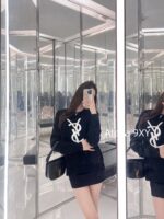 Yves Saint Laurent's highend winter musthaveY  2024 round neck jacquard oversized letter logo round neck pullover wool sweater for women. - Image 10
