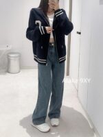 CELINE American casual sportswear outfit  classic  Letter logo hooded zipper design, color blocked embroidery jacquard knitted wool cardigan jacket. Same gender design - Image 9
