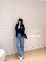 CELINE American casual sportswear outfit  classic  Letter logo hooded zipper design, color blocked embroidery jacquard knitted wool cardigan jacket. Same gender design - Image 10