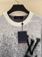 LOUIS VUITTON  2024 Autumn/Winter New Collection Premium Signature Letter Jacquard Logo Grey Series Hooded Mohair Sweater. Unisex loose fit large size - Image 7