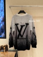 LOUIS VUITTON  2024 Autumn/Winter New Collection Premium Signature Letter Jacquard Logo Grey Series Hooded Mohair Sweater. Unisex loose fit large size - Image 8