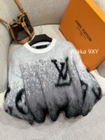 LOUIS VUITTON  2024 Autumn/Winter New Collection Premium Signature Letter Jacquard Logo Grey Series Hooded Mohair Sweater. Unisex loose fit large size - Image 11