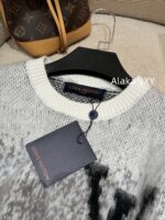 LOUIS VUITTON  2024 Autumn/Winter New Collection Premium Signature Letter Jacquard Logo Grey Series Hooded Mohair Sweater. Unisex loose fit large size - Image 12