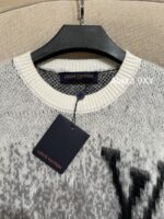 LOUIS VUITTON  2024 Autumn/Winter New Collection Premium Signature Letter Jacquard Logo Grey Series Hooded Mohair Sweater. Unisex loose fit large size - Image 18