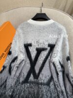 LOUIS VUITTON  2024 Autumn/Winter New Collection Premium Signature Letter Jacquard Logo Grey Series Hooded Mohair Sweater. Unisex loose fit large size - Image 20