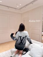 LOUIS VUITTON  2024 Autumn/Winter New Collection Premium Signature Letter Jacquard Logo Grey Series Hooded Mohair Sweater. Unisex loose fit large size - Image 21