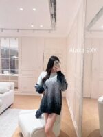 LOUIS VUITTON  2024 Autumn/Winter New Collection Premium Signature Letter Jacquard Logo Grey Series Hooded Mohair Sweater. Unisex loose fit large size - Image 25