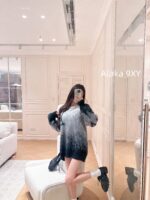 LOUIS VUITTON  2024 Autumn/Winter New Collection Premium Signature Letter Jacquard Logo Grey Series Hooded Mohair Sweater. Unisex loose fit large size - Image 26