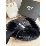 PRADA  European and American socialite internet celebrity blogger must collect winter atmosphere artifact inverted triangle  Logo badge, artificial environmentally friendly fur fisherman hat - Image 9