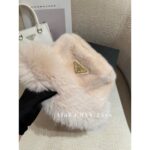 PRADA  European and American socialite internet celebrity blogger must collect winter atmosphere artifact inverted triangle  Logo badge, artificial environmentally friendly fur fisherman hat - Image 10