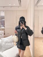 MIUMIU Warm, Handsome, and Fashionable24 Autumn/Winter New Collection Printed Letter Logo Stand Collar Windproof Bread Down Jacket for Women. National standard 90 white goose down - Image 7