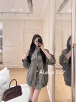 MIUMIU 24 Early Autumn New American Retro Campus Style  Embroidered shoulder jacket with lettering on the chest, jacket/waistband, pleated skirt, jacket - Image 8