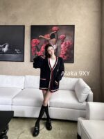 GUCCI GG  2024 Autumn/Winter New Collection "American Retro College Style Dress" Vneck Color blocked Letter Logo Wool Knitted Sweater - Image 3